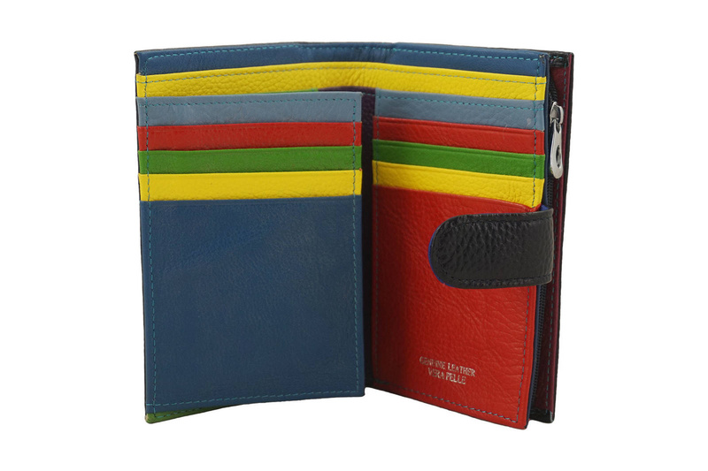 Skórzany portfel damski z ochroną RFID - Granatowy