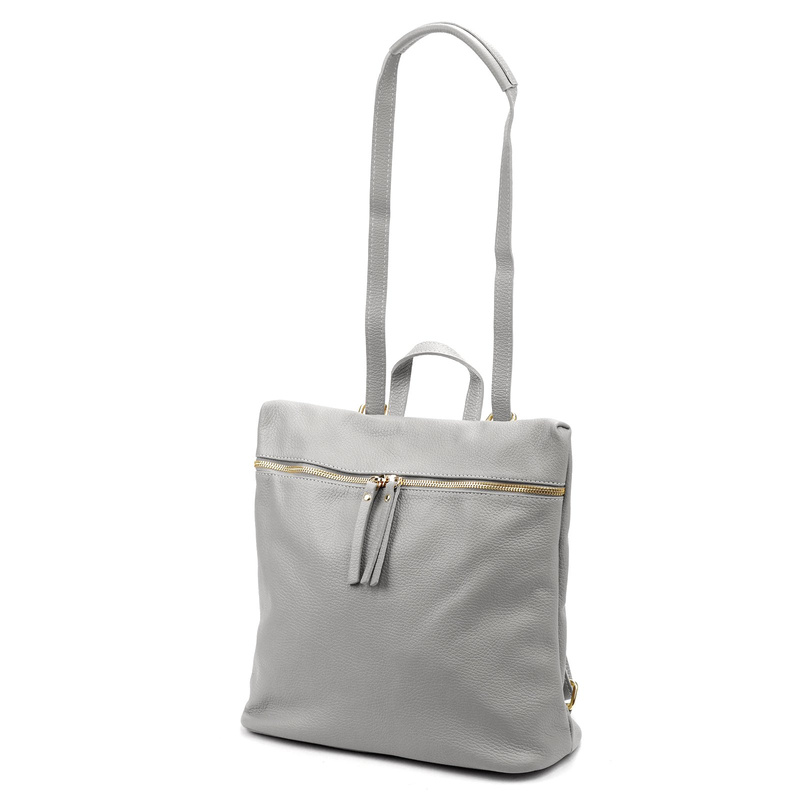 Vera Pelle Damski plecak z prawdziwej skóry duży z kieszeniami miejski