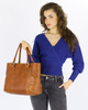 Torebka do ręki kuferek genuine leather made in Italy - MARCO MAZZINI camelowa