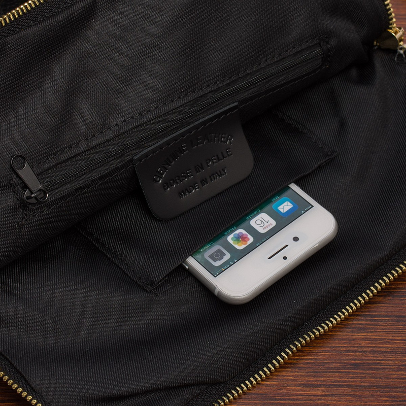 Skórzany plecak damski torba 2w1 elegancki A4 włoski pojemny czarny Vera Pelle S40