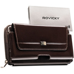 Skórzana, brązowa saszetka męska z systemem RFID - Rovicky
