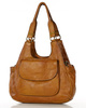 Włoska torebka skórzana z kieszenią z przodu retro bag handmade - MARCO MAZZINI brąz camel