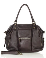 Torba biznesowa bowling retro bag skórzana - MARCO MAZZINI ciemny brąz caffe