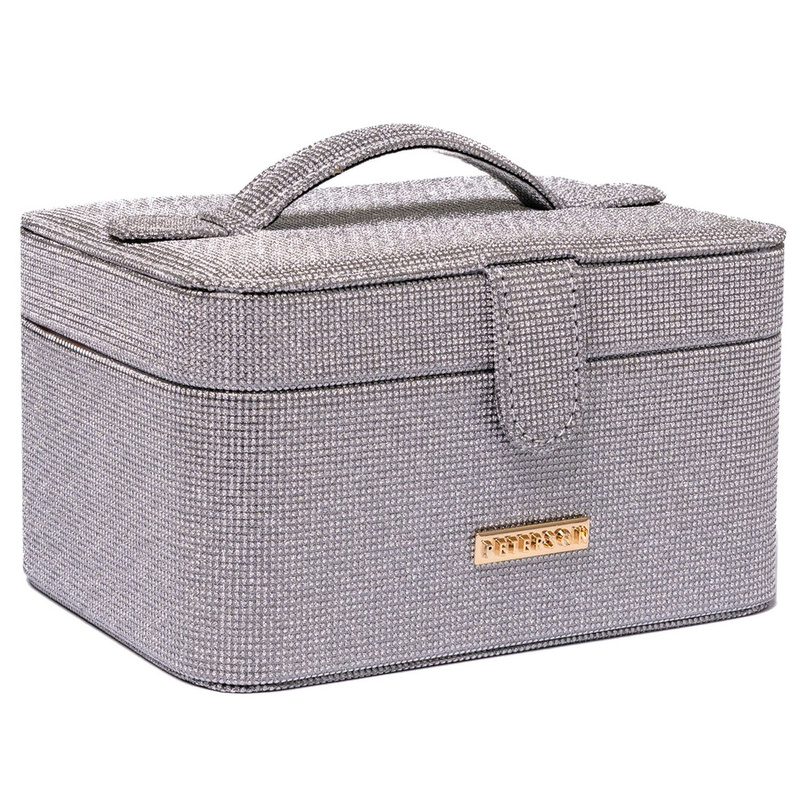 Szara szkatułka na biżuterię zamykana zamkiem magnetycznym - Peterson