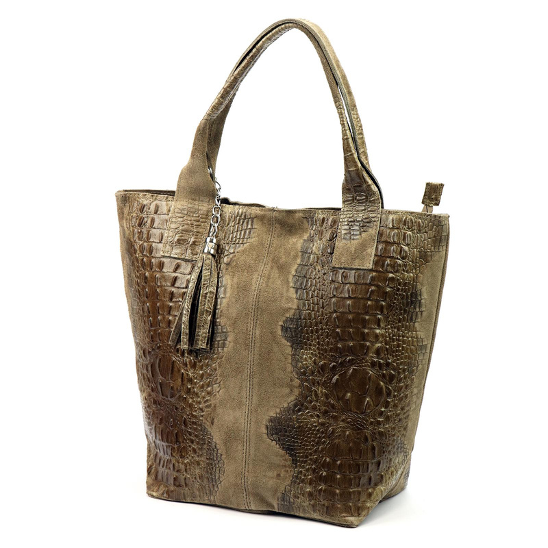 Vera Pelle shopperbag damska skóra naturalna wzór krokodyla duża torebka