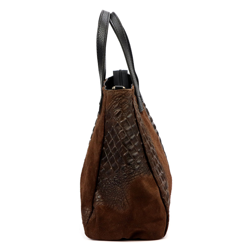 Luka duży damski kuferek skóra naturalna torebka z paskiem i kieszenią