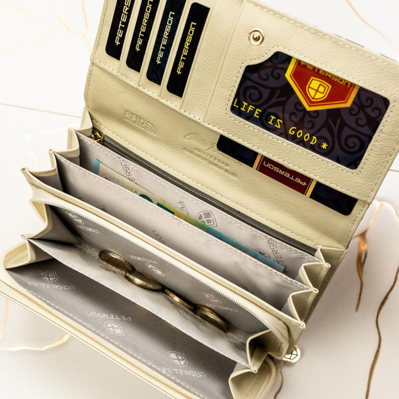 skóra naturalna + Damski portfel ze skóry ekologicznej Peterson PTN PX20-PF2