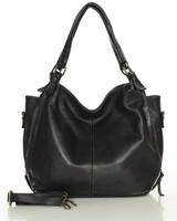 Torba skórzana wysokogatunkowa na ramię styl miejski shoulder leather bag - MARCO MAZZINI czarna