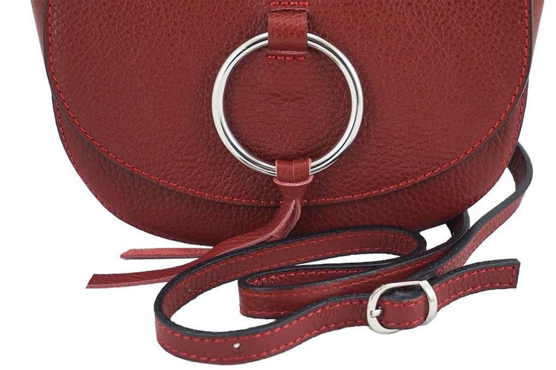 Damska skórzana listonoszka włoska - Czerwona