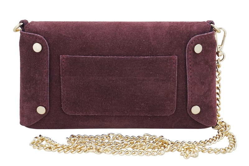 Zamszowa kopertówka na łańcuszku Barberinis - Bordowa