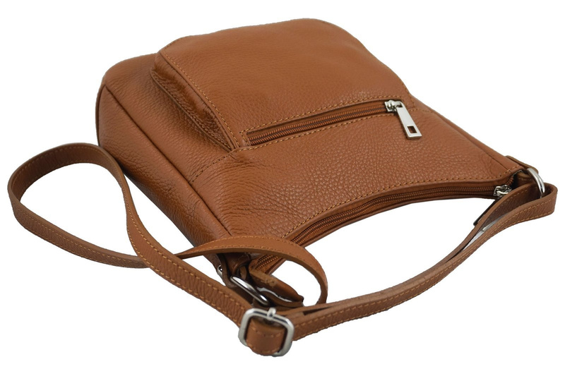 Modna włoska listonoszka skórzana - Zielony ciemny