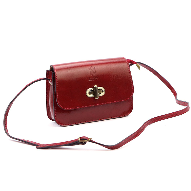 Florence Skórzana elegancka damska listonoszka torebka na ramię z klapą