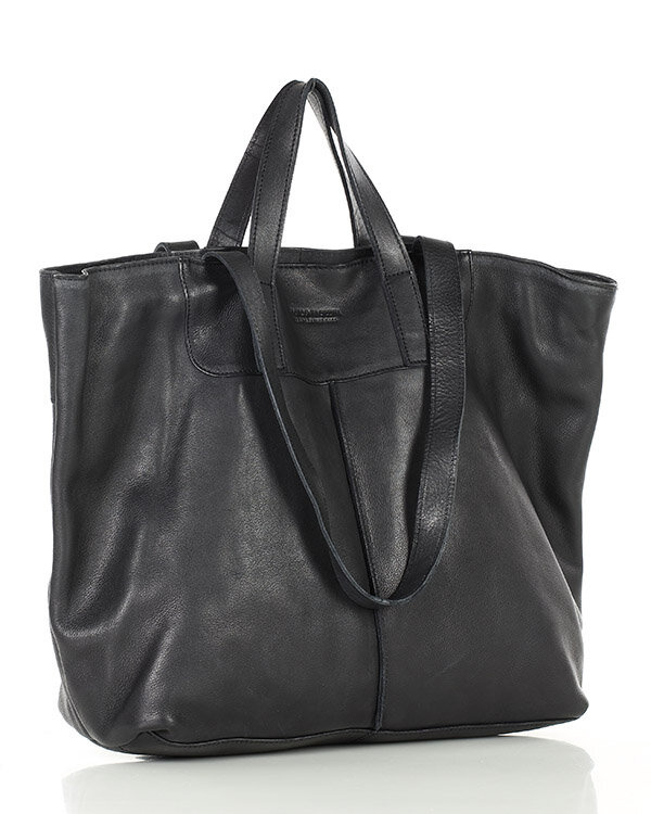 Duża torba shopper skórzana podwójne rączki - MARCO MAZZINI czarna