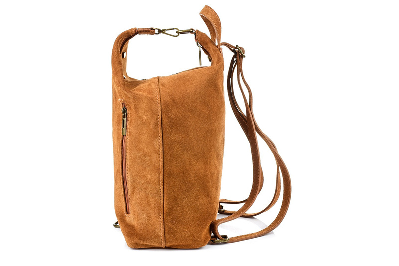Camel Włoski Stylowy Plecak Damski Skórzany Zamsz A4 W14