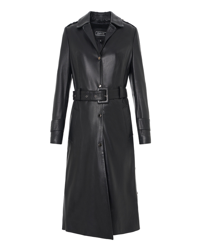 Bukowski Skórzany Płaszcz damski "Żaneta" trencz z paskiem na guziki