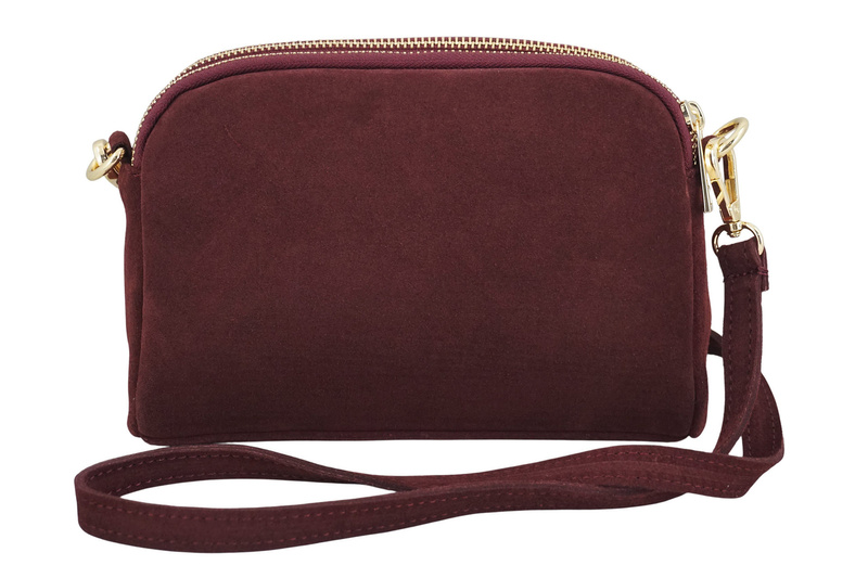 Mała torebka zamszowa wieczorowa - Bordowa