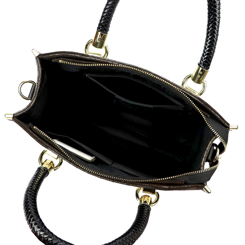 Vera Pelle damski kuferek skórzany torebka do ręki skóra krokodyla