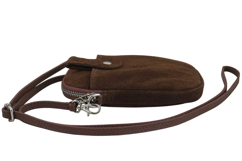 Etui na telefon ze skóry zamszowej - Brązowe