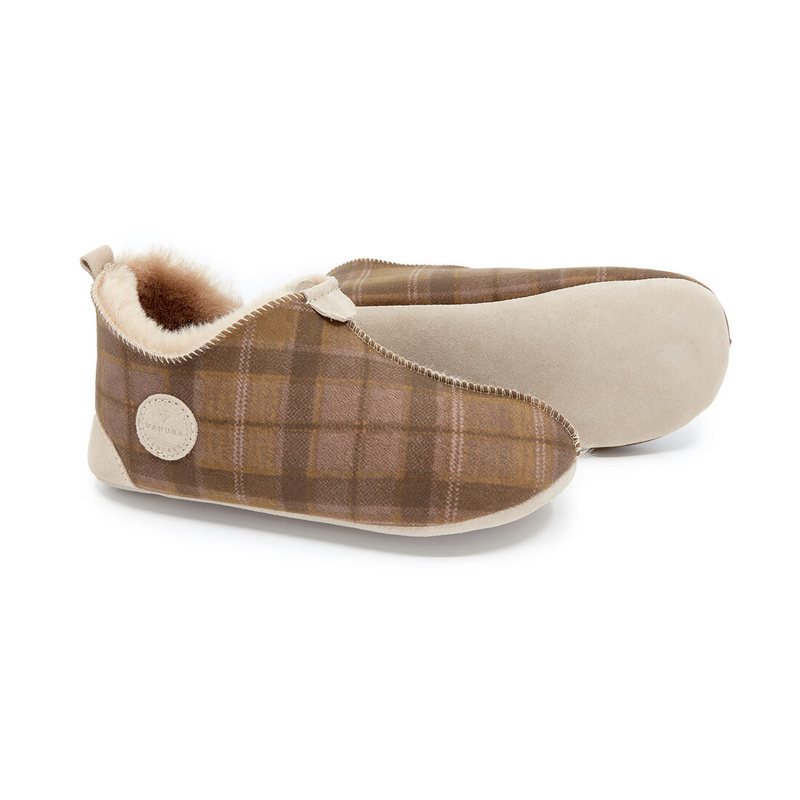Kapcie damskie OXFORD Tartan beżowe
