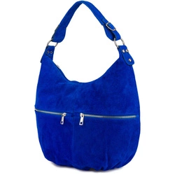 Torebka skórzana zamszowa Vera Pelle duża A4 worek chaber K51