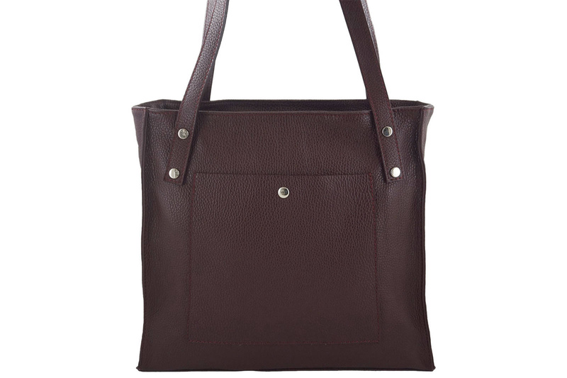 Torebka skórzana na ramię damska - Bordowa