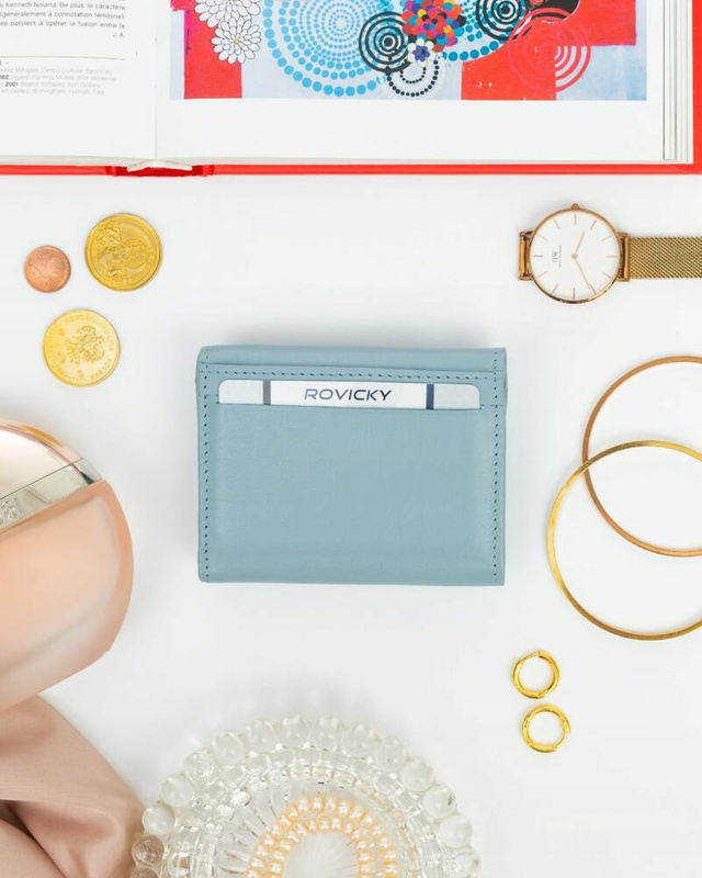 Rovicky mała portmonetka skóra naturalna zgrabny portfel damski mały