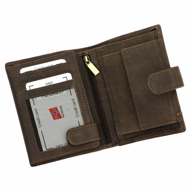 Nordee portfel męski skóra naturalna duży pionowy rozbudowany na zatrzask