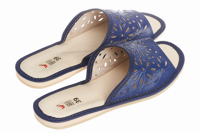 Wójciak Podhale Damskie kapcie skóra naturalna domowe klin 1,5 cm