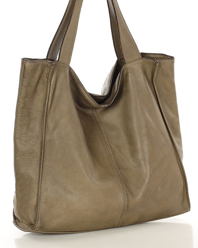 MARCO MAZZINI Torebka miejski shopper bag skóra naturalna handmade beżowa cappuccino