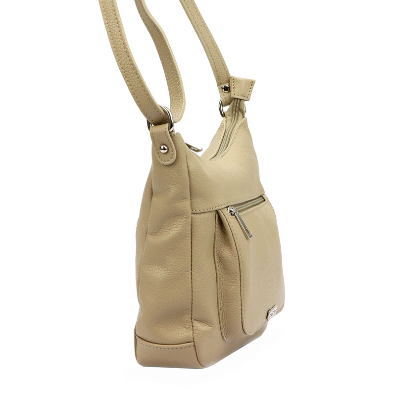 Pojemna skórzana damska listonoszka przez ramię z kieszeniami MiaMore