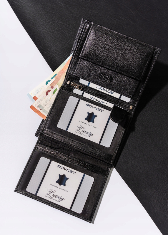 Duży elegancki skórzany męski portfel Rovicky RFID
