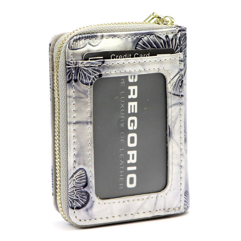 Zapinana Lakierowana zgrabna damska portmonetka w motyle Gregorio