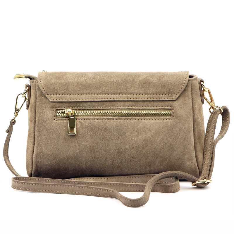 Vera Pelle damska listonoszka skórzana zamszowa torebka na ramię kieszenie