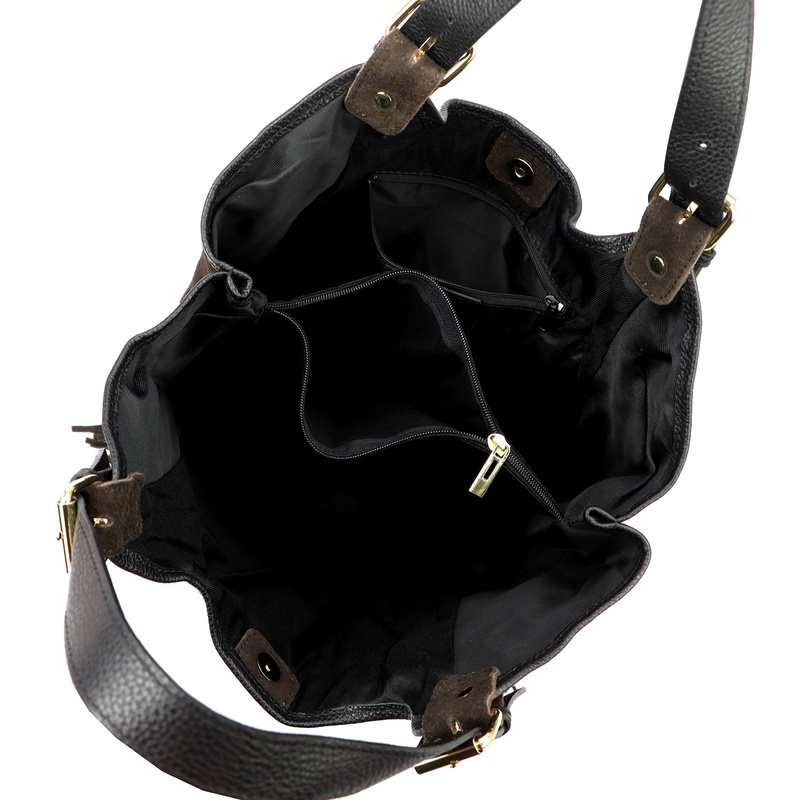 Zamszowa shopperbag Damska torebka ze skóry naturalnej dwie komory Luka