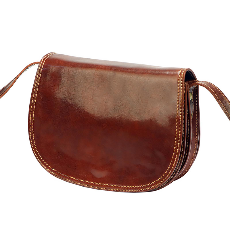 Florence Skórzana damska listonoszka przez ramię dwie komory kieszenie