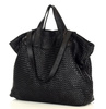 Torba damska pleciona shopper & shoulder leather bag - MARCO MAZZINI czarna