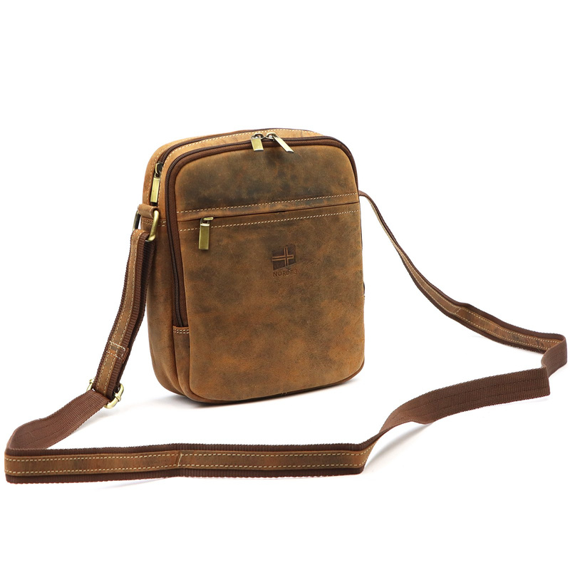 Nordee męska saszetka skóra naturalna torba miejska na ramię z kieszeniami