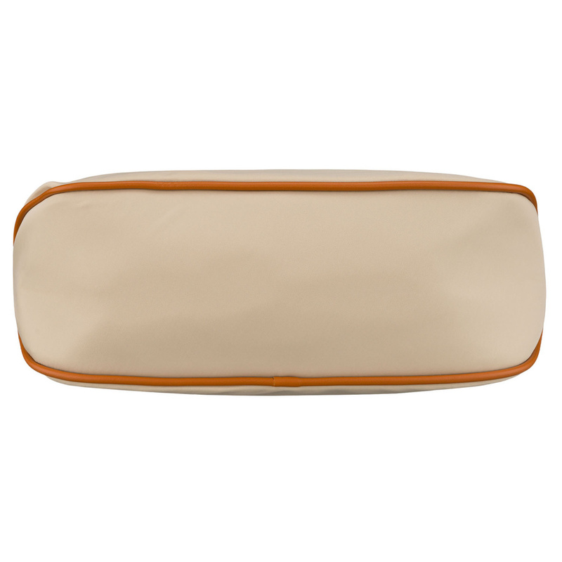 Praktyczna torebka damska z poliestru i skóry ekologicznej w kolorze ecru, zamykana suwakiem - Peterson