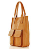 Torebka skórzany shopper bag z kieszeniami - MARCO MAZZINI Ravenna brąz camel