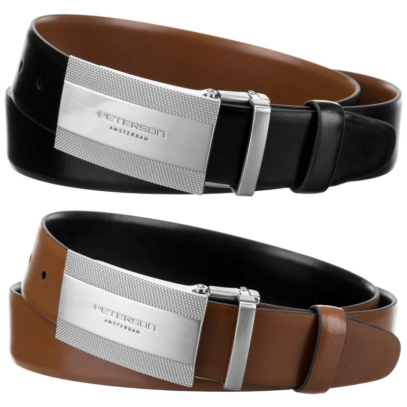 Meski zestaw prezentowy skóra naturalna Peterson PTN KL-B007-S001 BLACK-BROWN