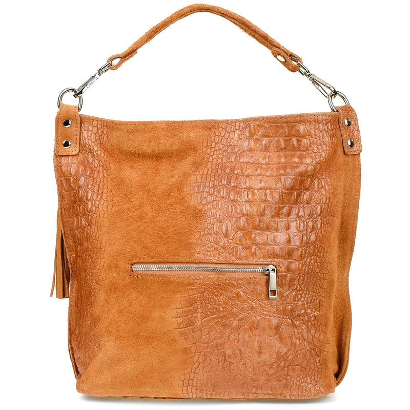 Camel torebka skórzana zamszowa shopper W10