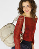 Marco Mazzini Torebka classic saddle bag ze skóry naturalnej na ramie beż taupe