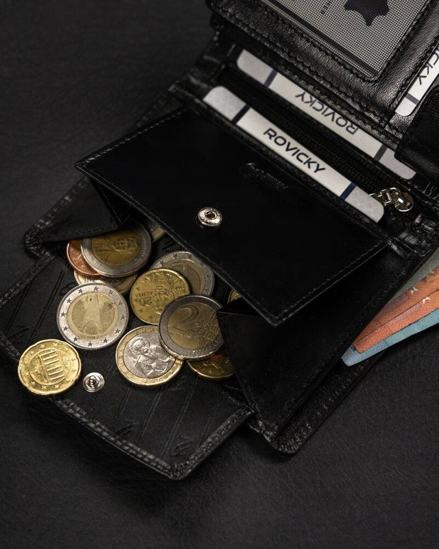 Duży Skórzany portfel męski system RFID Rovicky