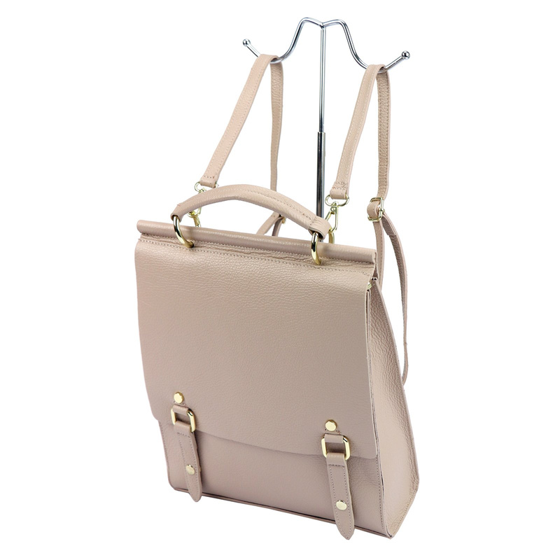 Luka plecak miejski damski skóra naturalna styl vintage z kieszeniami