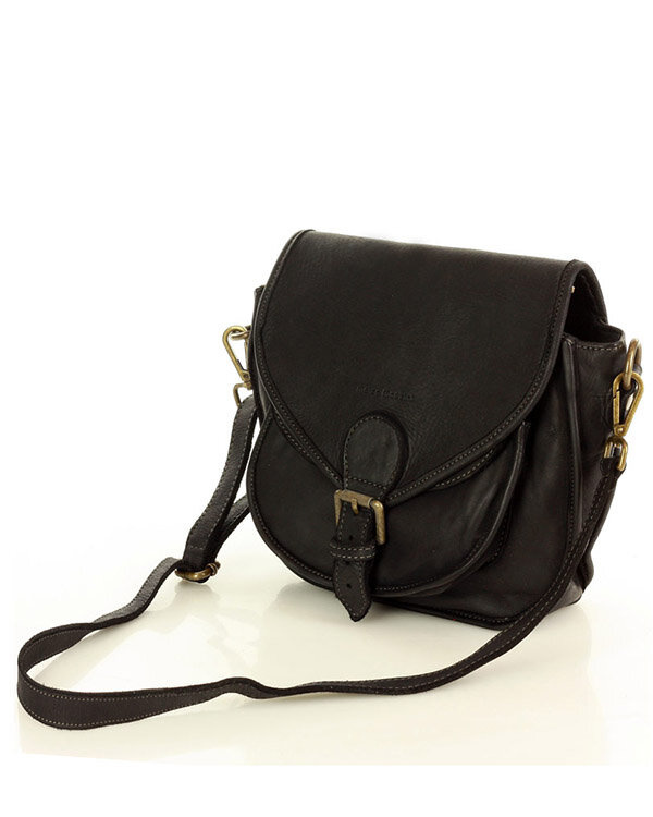 MARCO MAZZINI Klasyczna listonoszka z naturalnej skóry saddle bag genuine leather czarny