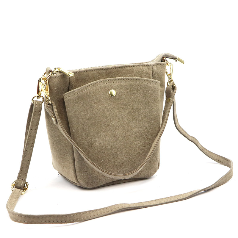 Vera Pelle damska listonoszka torebka na ramię skóra naturalna zamszowa