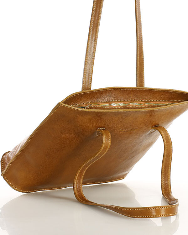 Torebka damska shopper uszlachetniona skóra włoska - MARCO MAZZINI camel