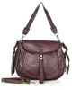 Marco Mazzini Torebka classic saddle bag ze skóry naturalnej na ramie bordowa