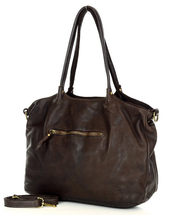 MARCO MAZZINI Torebka skórzana shopper bag ispirato dalla natura brąz