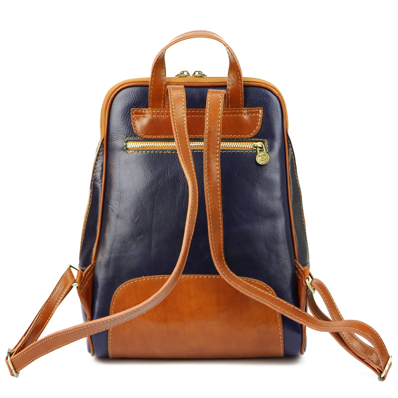 Florence Miejski Damski plecak skóra naturalna z kieszeniami na suwak